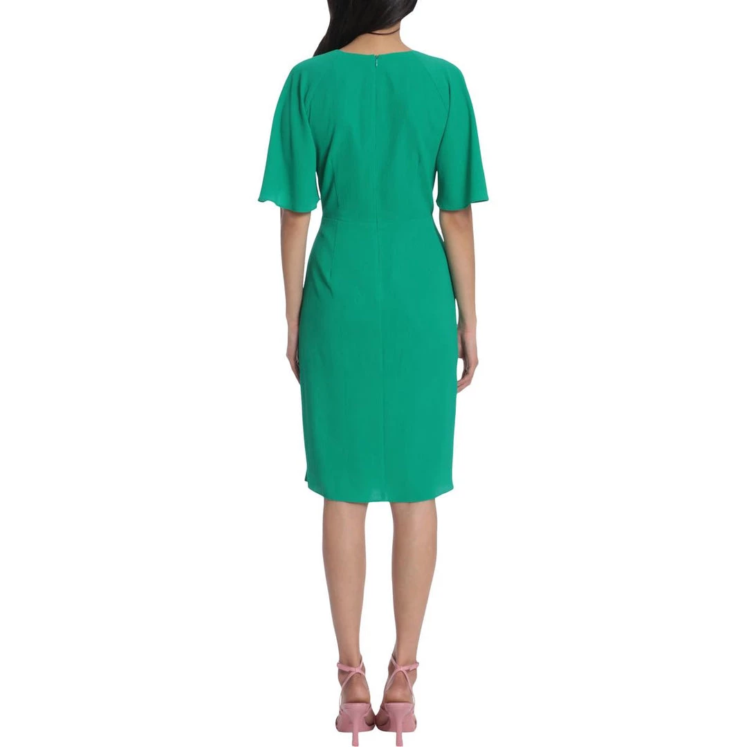 Maggy London Womens Textured Knee Length Wrap Dress - Image 3