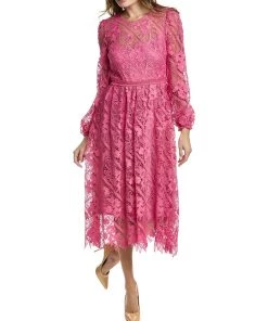 women ML Monique Lhuillier Lace Midi Dress