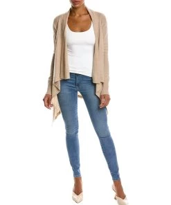 women Qi Cashmere Jersey Waterfall Wool & Cashmere-Blend Cardigan