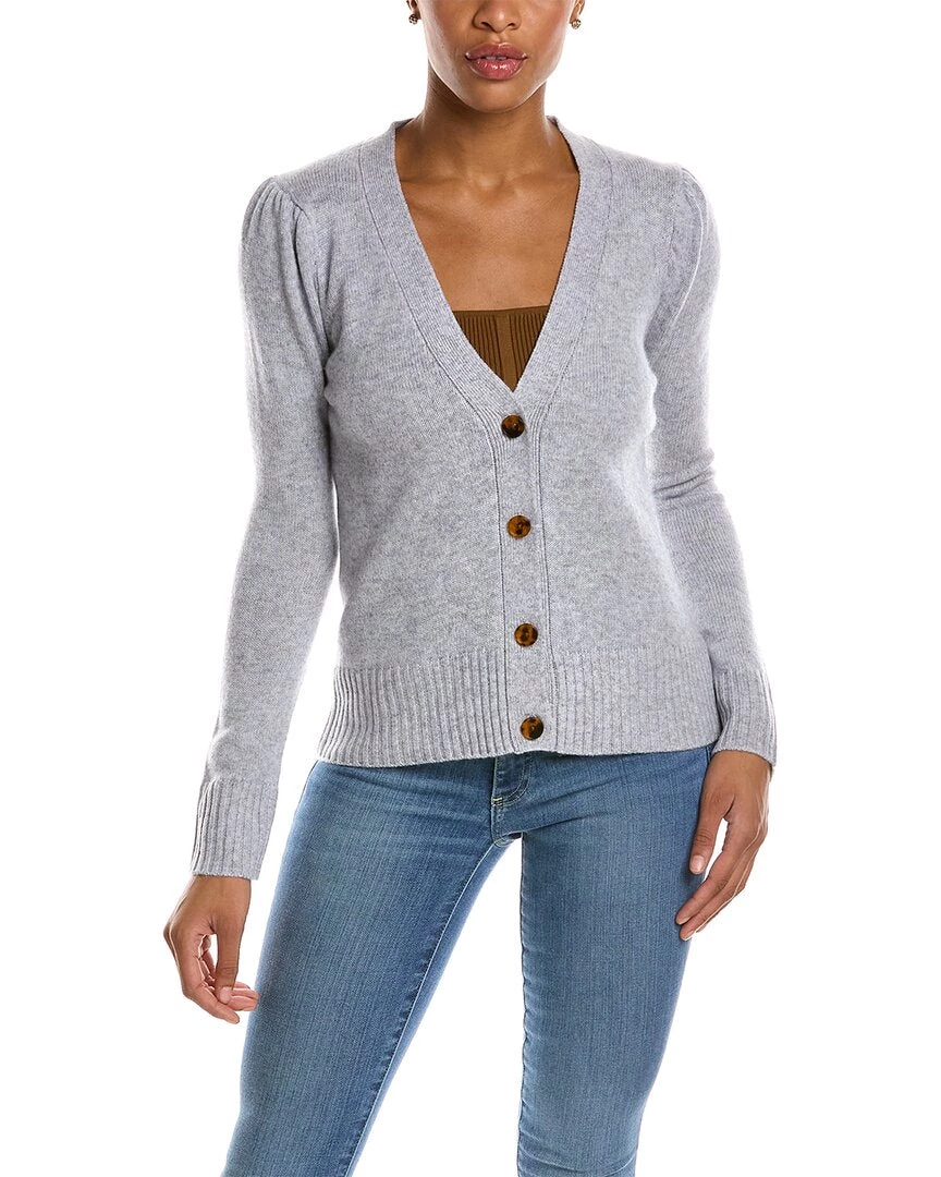 women Qi Cashmere Puff Sleeve Cashmere Cardigan