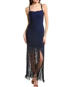 women Hervé Léger Banded Fringe Gown