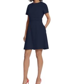 Maggy London Womens Short Sleeve Knee Length Shift Dress