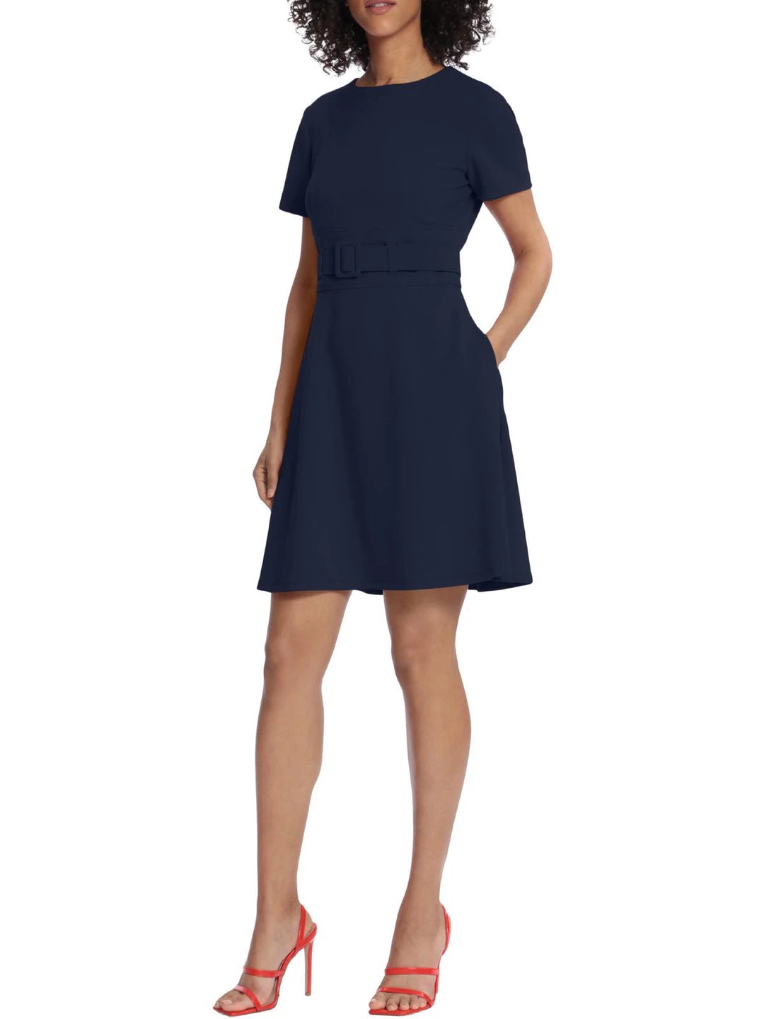 Maggy London Womens Short Sleeve Knee Length Shift Dress