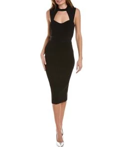 women Hervé Léger Mixed Rib Midi Dress