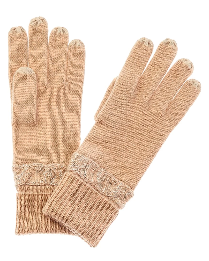 women Qi Cashmere Shimmer Cable Cashmere Gloves