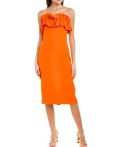 women ML Monique Lhuillier Strapless Faille Sheath Dress