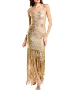 Hervé Léger women Herve Leger Banded Foil Fringe Gown