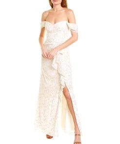 women ML Monique Lhuillier Off-the-Shoulder Gown