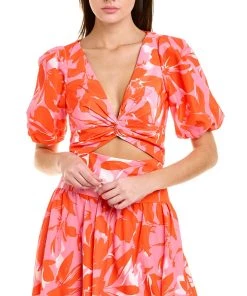 women ML Monique Lhuillier Taffeta Top