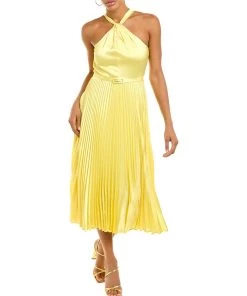 women ML Monique Lhuillier Hammered Satin Midi Dress