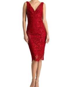 ML Monique Lhuillier Womens Lace Sleeveless Cocktail and Party Dress