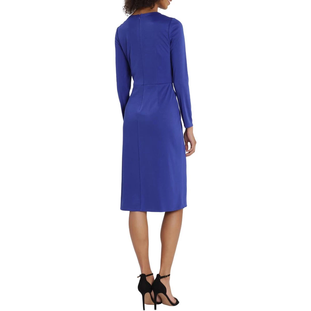 Maggy London Womens Gathered Mid Calf Wrap Dress - Image 3