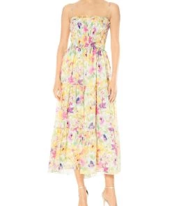 ML Monique Lhuillier Womens Floral Mid-Calf Sundress