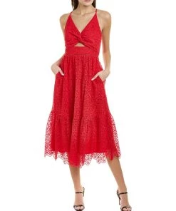 women ML Monique Lhuillier Lace Midi Dress