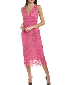 women ML Monique Lhuillier Lace Midi Dress