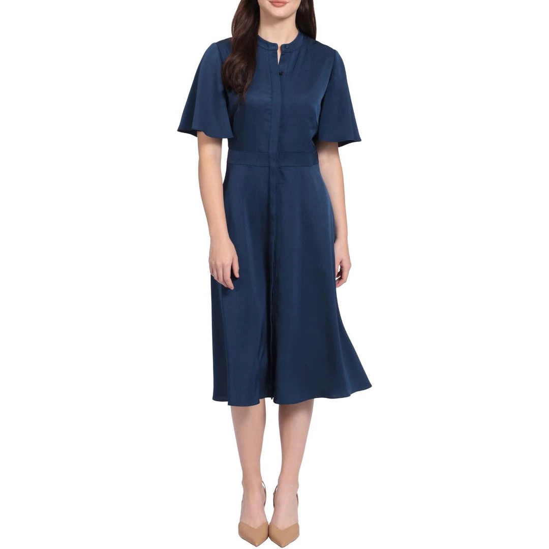 Maggy London Womens Collared Mid Calf Shirtdress - Image 2