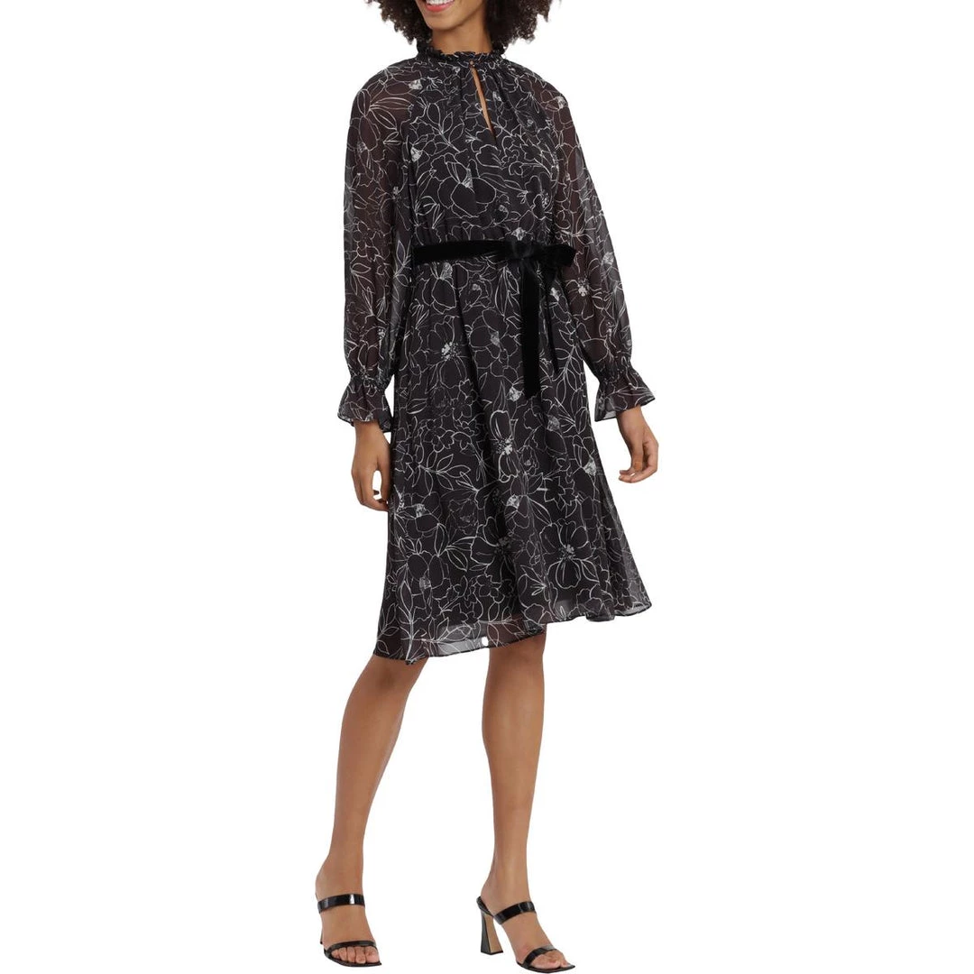 Maggy London Womens Floral Print Knee Length Fit & Flare Dress - Image 2