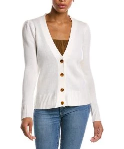 women Qi Cashmere Puff Sleeve Cashmere Cardigan