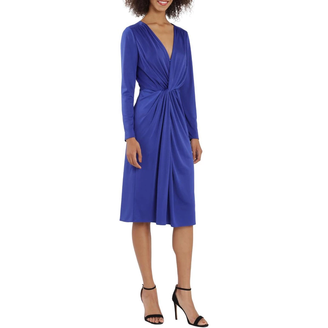 Maggy London Womens Gathered Mid Calf Wrap Dress - Image 2