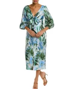 women ML Monique Lhuillier Satin Midi Dress