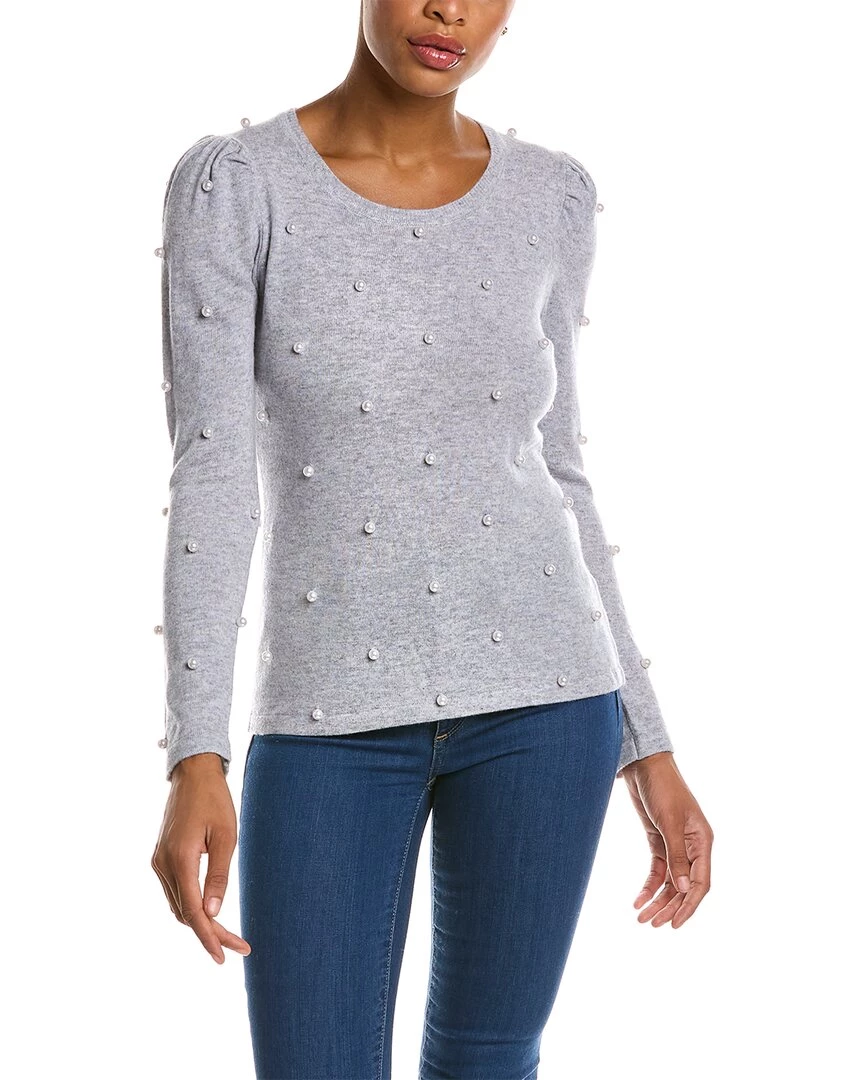 women Qi Cashmere Pearl Embellished Wool & Cashmere-Blend Sweater