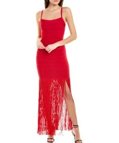 women Hervé Léger Banded Fringe Gown