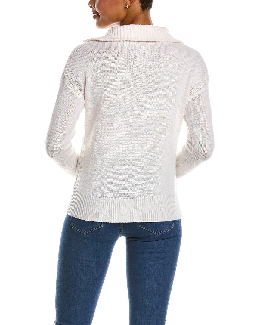 women Qi Cashmere Zip Mock Neck Wool & Cashmere-Blend Sweater - Image 2
