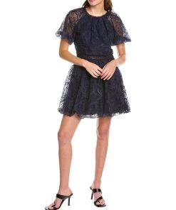 women ML Monique Lhuillier Lace A-Line Dress