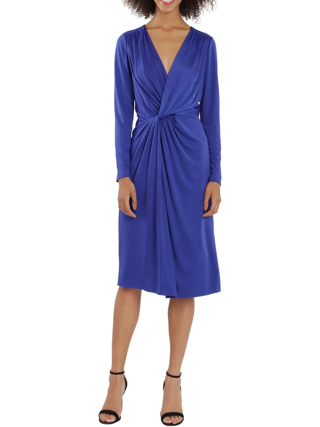 Maggy London Womens Gathered Mid Calf Wrap Dress