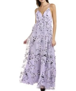 women ML Monique Lhuillier Tulle Maxi Gown