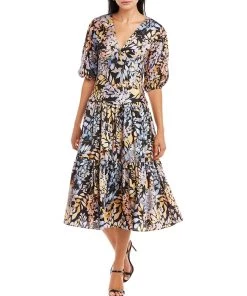 women ML Monique Lhuillier Satin Midi Dress