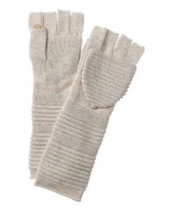 women Qi Cashmere Textured Long Pop Top Cashmere Gloves