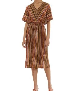 Maggy London Womens Striped V Neck Shift Dress