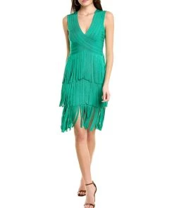 women Hervé Léger Fringe Sheath Dress