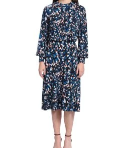 Maggy London Womens Printed Knee Length Fit & Flare Dress