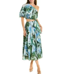 women ML Monique Lhuillier One-Shoulder Midi Dress