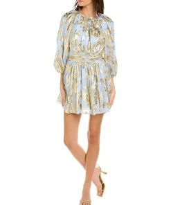 women ML Monique Lhuillier Chiffon Silk-Blend Mini Dress