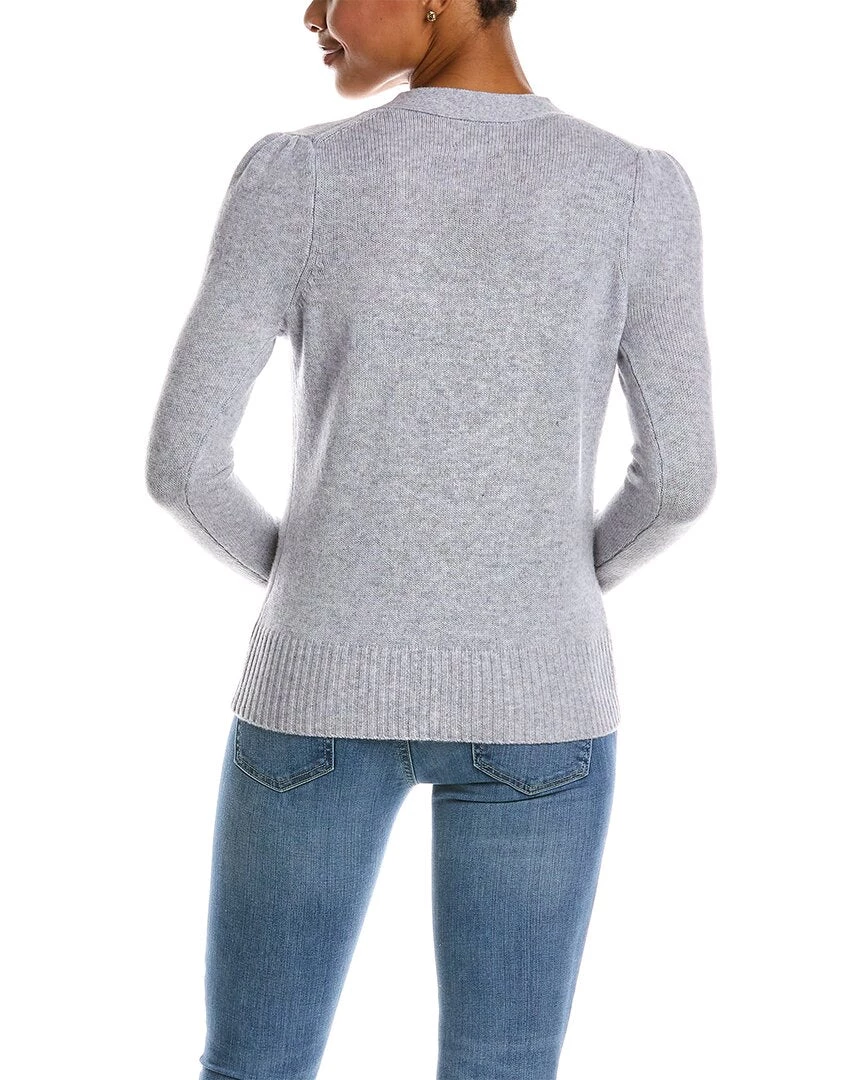 women Qi Cashmere Puff Sleeve Cashmere Cardigan - Image 2