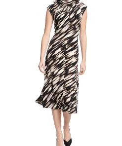 Maggy London Womens Printed Mid Calf Shift Dress