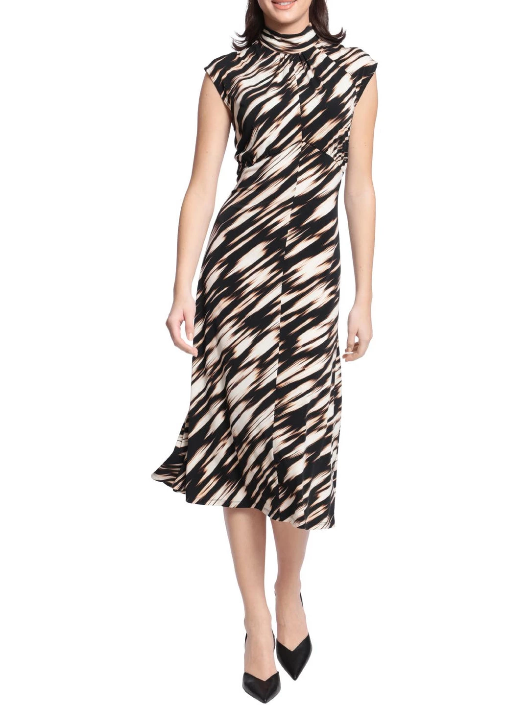 Maggy London Womens Printed Mid Calf Shift Dress
