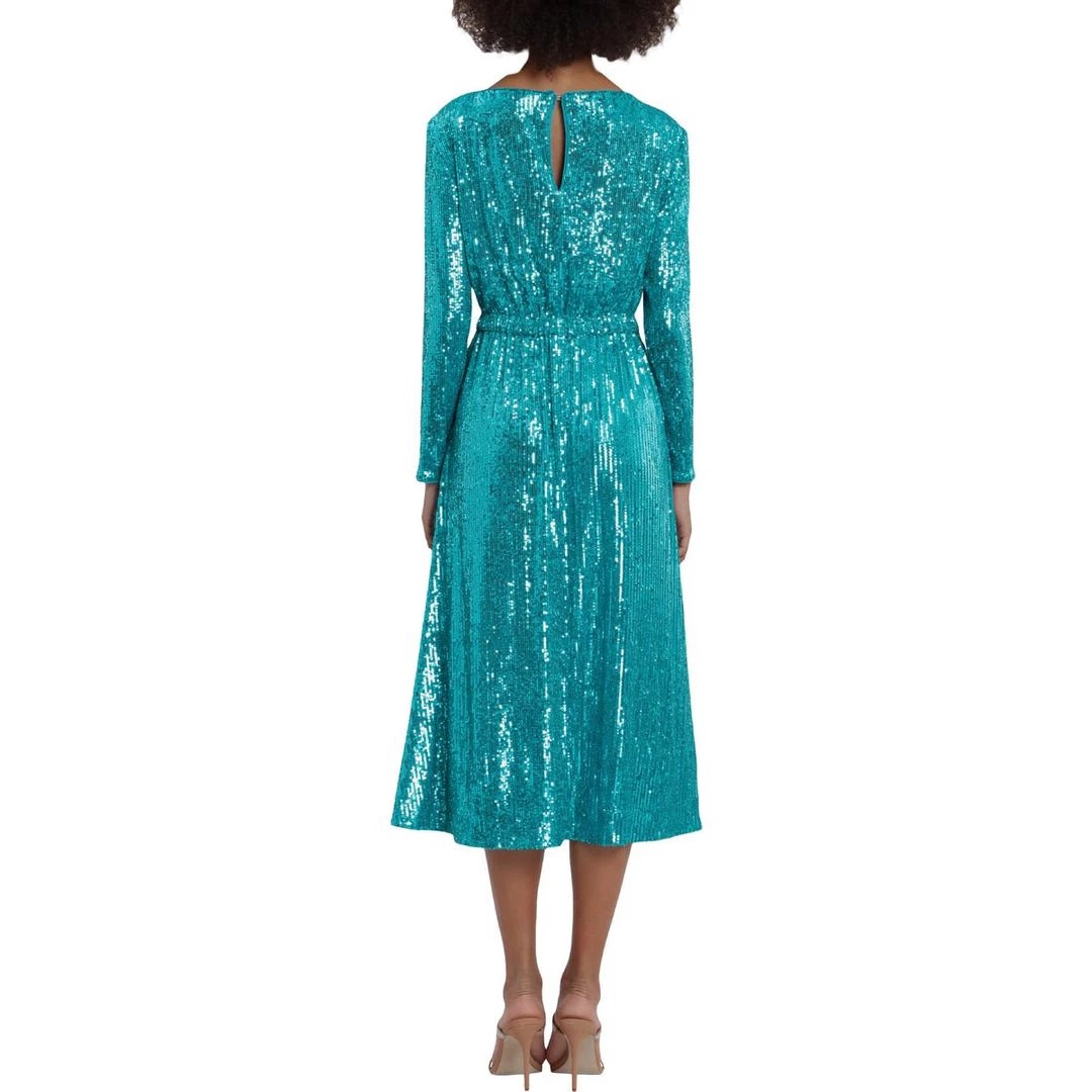 Maggy London Womens Sequined Tea Length Shift Dress - Image 3