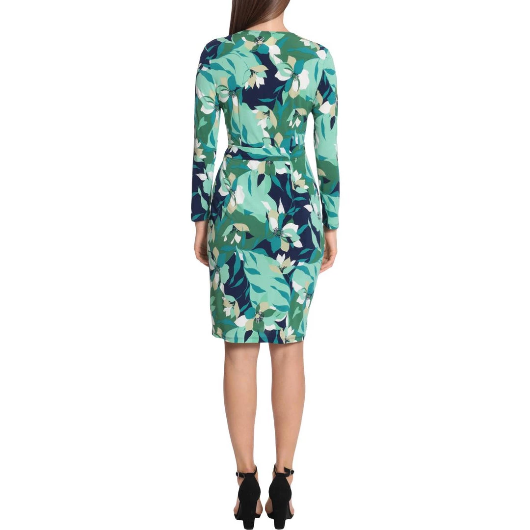 Maggy London Womens Floral Print Knee Length Wrap Dress - Image 3