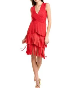 Hervé Léger women Herve Leger Fringed Midi Dress