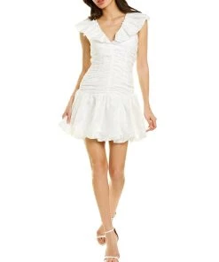 women ML Monique Lhuillier Sleeveless Organza Embroidered Mini Dress