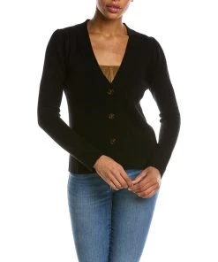 women Qi Cashmere Puff Sleeve Cashmere Cardigan