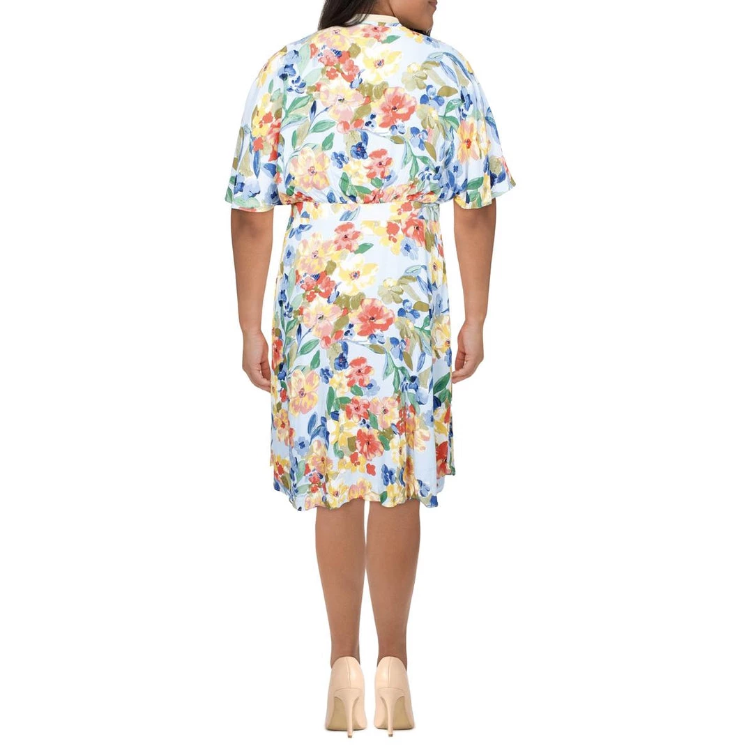 Maggy London Womens Floral Print Ruffled Fit & Flare Dress - Image 2