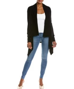 women Qi Cashmere Jersey Waterfall Wool & Cashmere-Blend Cardigan