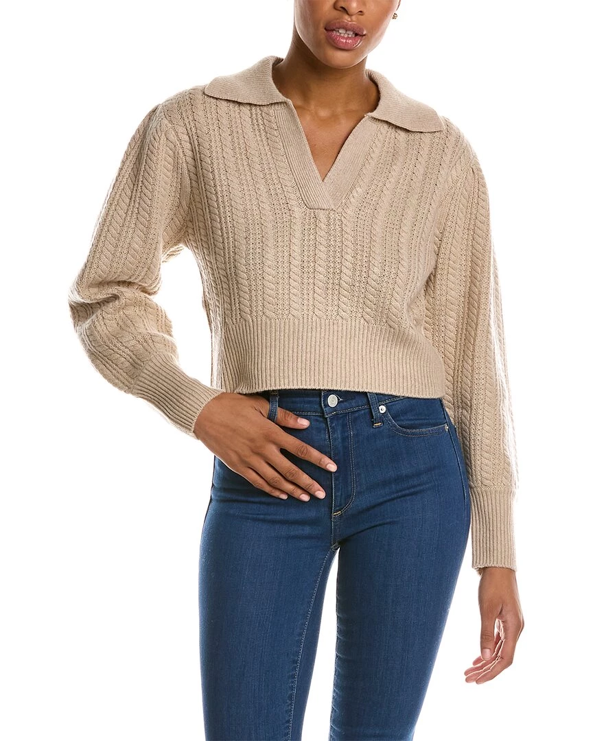 women Qi Cashmere Cable Stitch Collared Wool & Cashmere-Blend Sweater