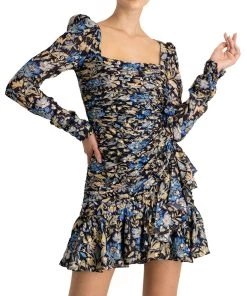 ML Monique Lhuillier Womens Pleated Mini Cocktail and Party Dress