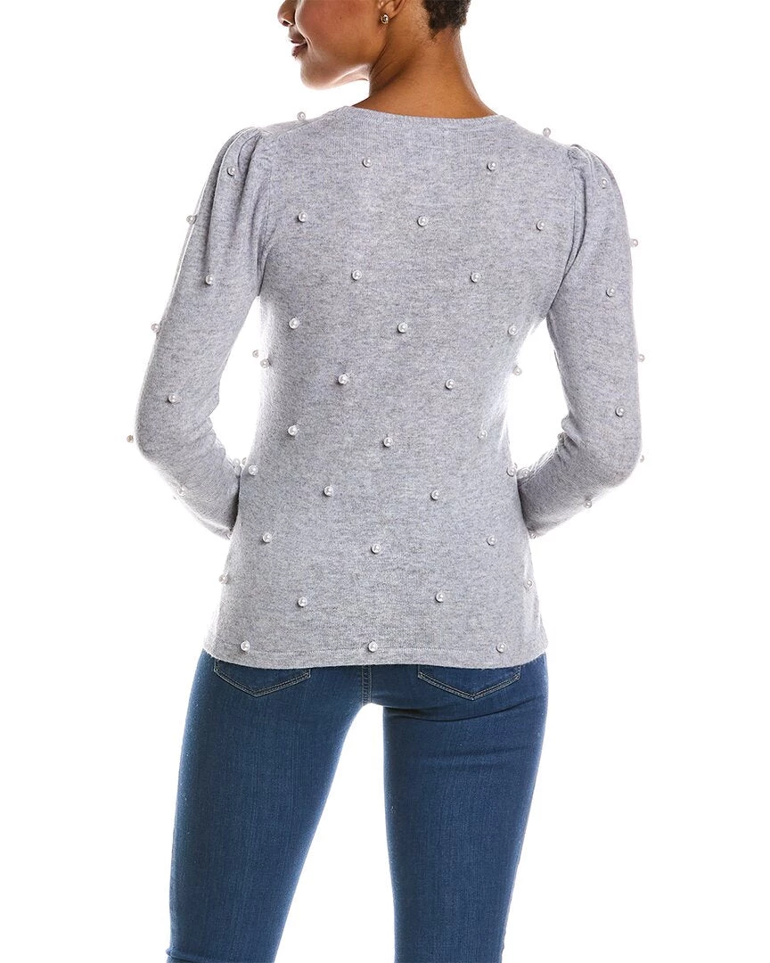 women Qi Cashmere Pearl Embellished Wool & Cashmere-Blend Sweater - Image 2